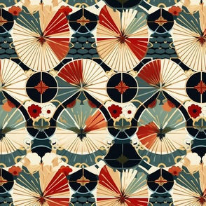Japan Block Print Paper Parasols and Sakura Design