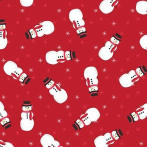 Festive Snowmen (Dark Red)