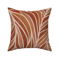 (L) warm minimalist abstract leaves in neutral earthy terracotta and rusty red