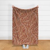 (L) warm minimalist abstract leaves in neutral earthy terracotta and rusty red