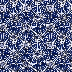 floral minimalism, navy blue and white, 12 inch