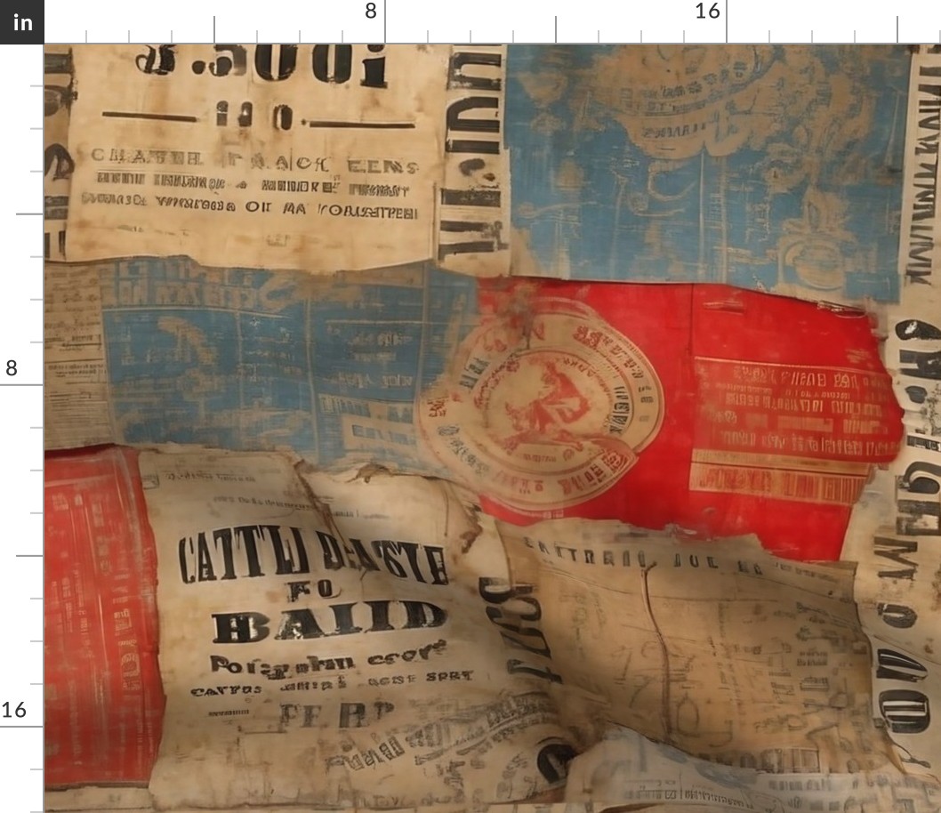 Distressed and Aged Feed Sack Collage