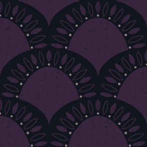 (medium) Minimalistic abstract Art Deco Flower Scallop violet black