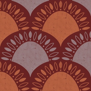 (medium) Minimalistic abstract Art Deco Flower Scallop light brown lilac