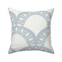 (medium) Minimal abstract Art Deco Flower Scallop light blue Upward White