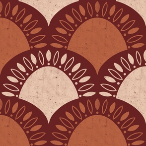 (medium) Minimalistic abstract Art Deco Flower Scallop light brown 