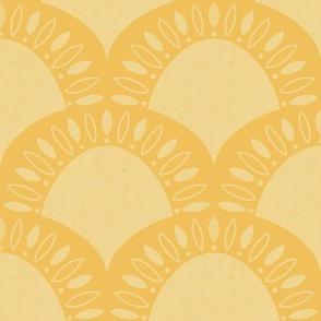 (medium) Minimalistic abstract Art Deco Flower Scallop yellow mimosa 