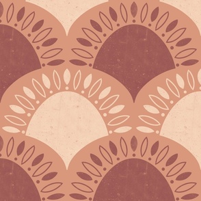 (medium) Minimalistic abstract Art Deco Flower Scallop light brown beige