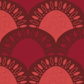 (medium) Minimalistic abstract Art Deco Flower Scallop red brown coral