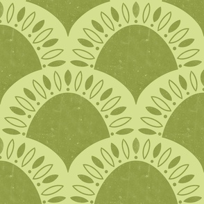 (medium) Minimalistic abstract Art Deco Flower Scallop green moss