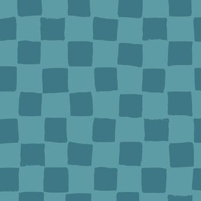 (Large) Irregular hand drawn square grid tiles - Cadet and Teal Blue Turquoise