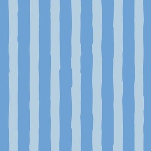 (Large)  Vertical irregular hand drawn awning stripes - iceberg sky and light steel blue