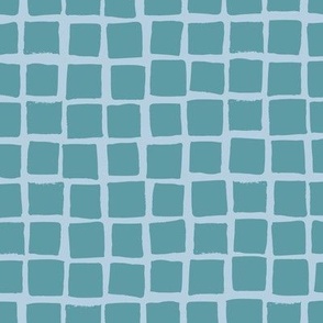 (Large) Irregular hand drawn square grid tiles - light steel with cadet blue