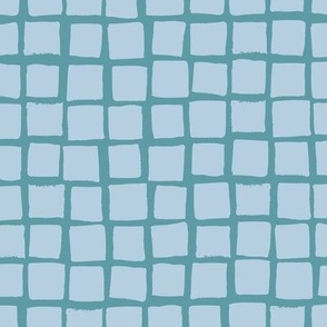 (Large)  Irregular hand drawn square grid tiles - light steel with cadet blue