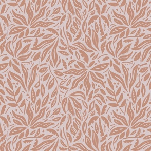 SMALL BOTANICAL CLASSIC WOODBLOCK TEXTURE PALM LEAVES-EARTHY TONES-TERRACOTTA BROWN+LIGHT PINK/CREAM
