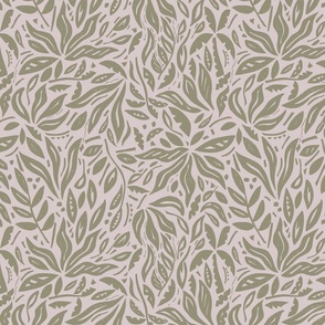 SMALL WELCOMING BOTANICAL TRADITIONAL NATURE WOODBLOCK TEXTURE PALM LEAVES SAGE GREEN+LIGHT PINK