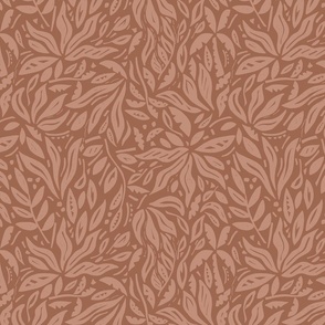 SMALL BOTANICAL MODERN TONAL WOODBLOCK PALM LEAVES-EARTHY TONES-BROWNS