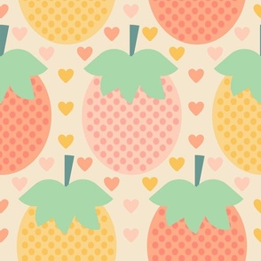 Kitschy-Pastel-Retro-Strawberry-Love-soft-pink-green-yellow-XL-jumbo