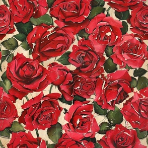 Vintage Crimson Rose Tapestry