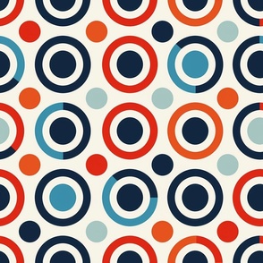 Retro Rings and Dots Fabric Pattern