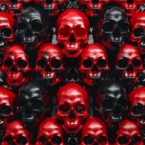 Stark Contrast: Vivid Crimson and Midnight Black Skull Pattern