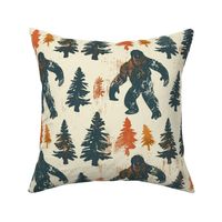 Enigmatic Bigfoot - Rustic Forest Silhouette Pattern