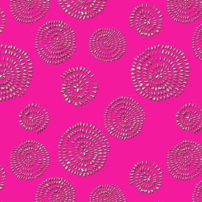 Abstract golden glittering hot pink spirals pattern