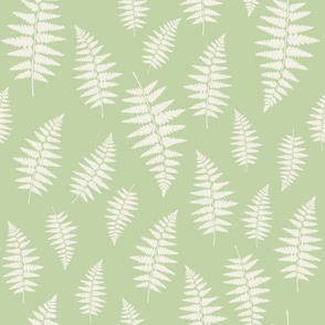 Feathery Ferns Forest Tapestry Off-White on Soft Green