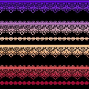 Multicolored lace on black
