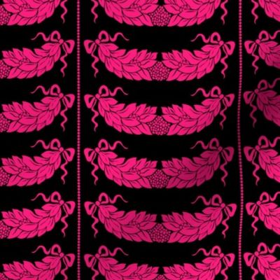 Black and Pink Garland Damask Design