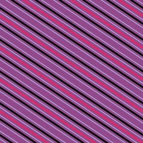 Diagonal Gothic Stripes in Fuchsia Purple Black and Mauve