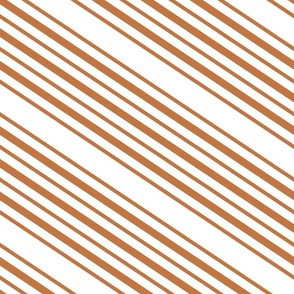 Diagonal Stripes in Burnt Orange on White 