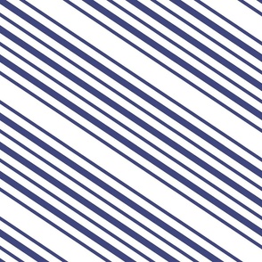 Diagonal Stripes in Blue on White 