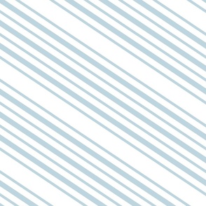 Diagonal Stripes in Light Blue on White 