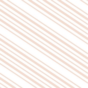 Diagonal Stripes in Pale Pink on White 