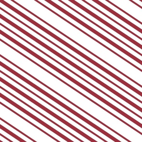 Diagonal Stripes in Red on White
