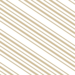 Diagonal Stripes in Sandy Brown on White 