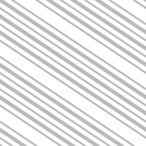 Diagonal Stripes in Grey on White 