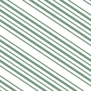 Diagonal Stripes in Spring Green on White 