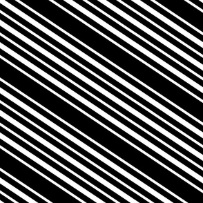 Diagonal Stripes in White on Black 