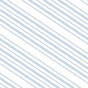 Diagonal Stripes in Ice Blue on White 