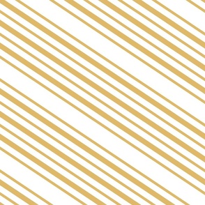 Diagonal Stripes in Gold on White