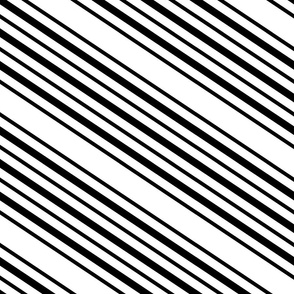 Diagonal Stripes in Black on White 