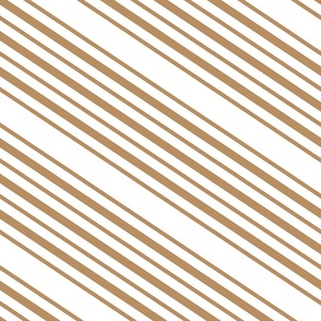 Diagonal Stripes in Warm Brown on White 