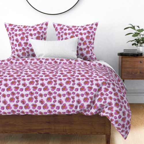 Jaya floral sketches in the Raspberry Smoothie Colour way (smaller scale) from the Japanese Anemone Collection.