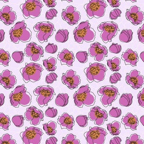 Jaya floral sketches in the Raspberry Smoothie Colour way (smaller scale) from the Japanese Anemone Collection.
