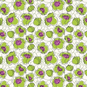 Jaya floral sketches in the Lime Cordial Colour way (smaller scale) from the Japanese Anemone Collection.