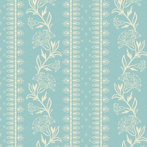 (M) trailing carnations-indian floral-border print-eggshell blue-medium scale