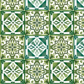 Green tiles,mosaic ,Mediterranean art