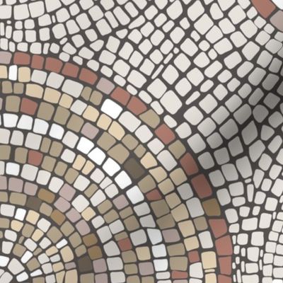 Concentric Circles Mosaic, Soft Warm Palette, Minimal Version